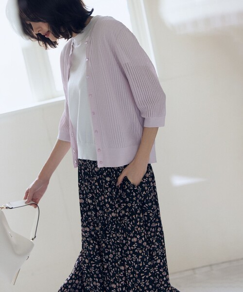 組曲 L（クミキョク オオキイサイズ）の「ギャザーライトデシン パンツ（その他パンツ・レディース・ベージュ系/ネイビー系/ダルブルー系/ブラック×ピンク・6/5/7）」の5枚目の写真
