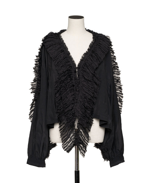 muller of yoshiokubo（ミュラーオブヨシオクボ）の「muller of yoshiokubo ミュラーオブヨシオクボ / RUFFLE CHIFFON BLOUSE ラッフルシフォンブラウス / MLS26202（シャツ/ブラウス・レディース・ブラック/アイボリー/ブルー・FREE）」の11枚目の写真