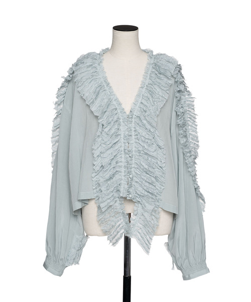 muller of yoshiokubo（ミュラーオブヨシオクボ）の「muller of yoshiokubo ミュラーオブヨシオクボ / RUFFLE CHIFFON BLOUSE ラッフルシフォンブラウス / MLS26202（シャツ/ブラウス・レディース・ブラック/アイボリー/ブルー・FREE）」の12枚目の写真