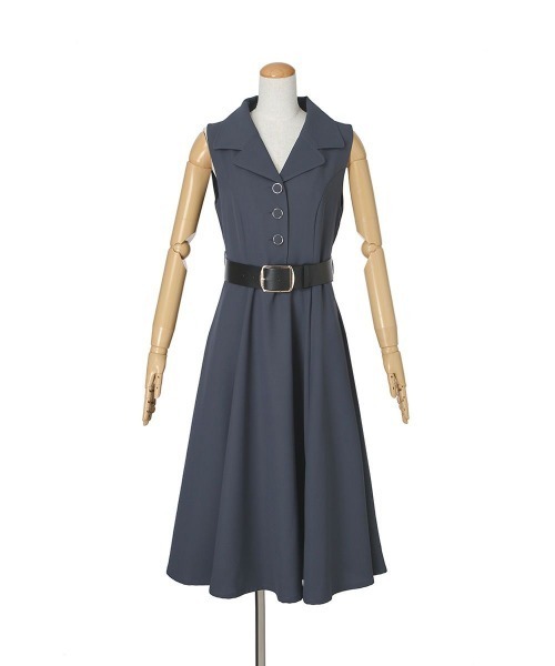 an another angelus（アンアナザーアンジェラス）の「ベルト付き開衿ジレワンピース/fint フィント（ワンピース・レディース・グレー/レンガ・FREE）」の12枚目の写真