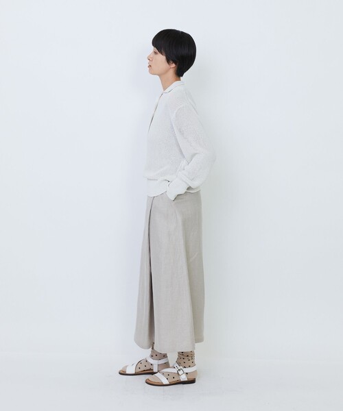 LOISIR(ロワズィール)の「エステル和紙片畦編みポロニット(ニット/セーター・レディース・オフホワイト/ネイビー・FREE)」の5枚目の写真