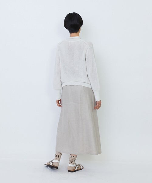 LOISIR(ロワズィール)の「エステル和紙片畦編みポロニット(ニット/セーター・レディース・オフホワイト/ネイビー・FREE)」の6枚目の写真