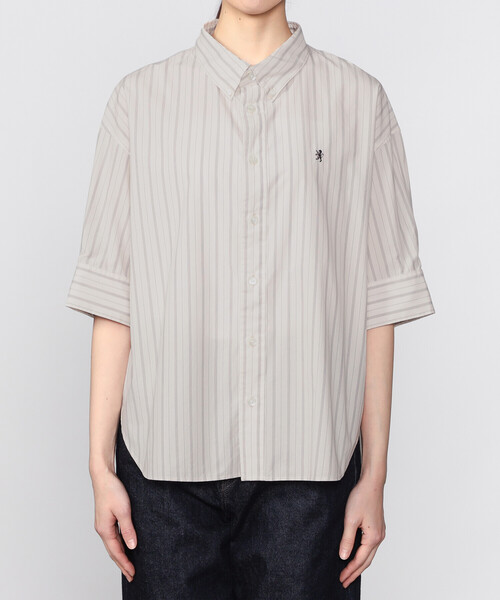 GYMPHLEX（ジムフレックス）の「Gymphlex | コットンタイプライター ストライプボタンダウンシャツ WOMEN（シャツ/ブラウス・レディース・ホワイト系その他・14）」の7枚目の写真