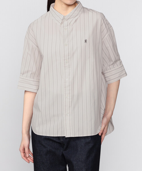 GYMPHLEX（ジムフレックス）の「Gymphlex | コットンタイプライター ストライプボタンダウンシャツ WOMEN（シャツ/ブラウス・レディース・ホワイト系その他・14）」の6枚目の写真