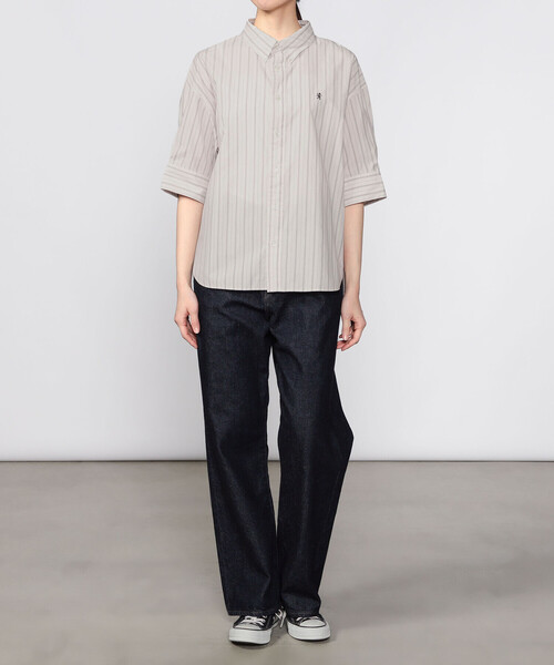 GYMPHLEX（ジムフレックス）の「Gymphlex | コットンタイプライター ストライプボタンダウンシャツ WOMEN（シャツ/ブラウス・レディース・ホワイト系その他・14）」の5枚目の写真