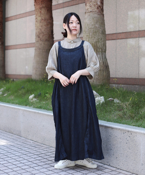 OMNIGOD womens / オムニゴッド] 5.5ozデニム ノースリーブワンピース