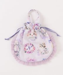 nino（ニノ）の「ねこプリント　ミニ巾着BAG（ハンドバッグ）」