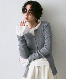 Trish（トリッシュ）の「前後2WAYリブ編みクルーネックカーディガン（カーディガン/ボレロ）」