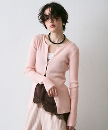 Trish（トリッシュ）の「前後2WAYリブ編みクルーネックカーディガン（カーディガン/ボレロ）」