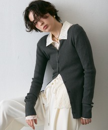 Trish（トリッシュ）の「前後2WAYリブ編みクルーネックカーディガン（カーディガン/ボレロ）」