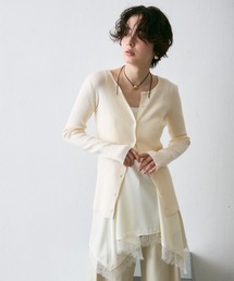 Trish（トリッシュ）の「前後2WAYリブ編みクルーネックカーディガン（カーディガン/ボレロ）」