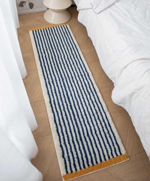 手書き線 横長ラグマット チェック ボーダー（ラグ/マット）｜pyornim