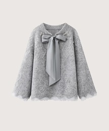 LA POMME petit（ラポミ・プチ）の「Sweet Beads Deco Ribbon Sweater（ニット/セーター）」