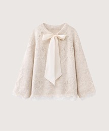 LA POMME petit（ラポミ・プチ）の「Sweet Beads Deco Ribbon Sweater（ニット/セーター）」