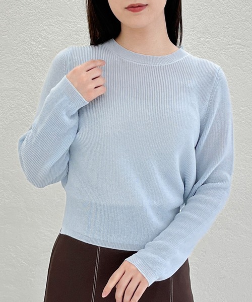 31 Sons de mode(トランテアン ソン ドゥ モード)の「一部店舗限定 リボン付きフェミニンクルーネックニット(ニット/セーター・レディース・ホワイト/ブルー/グレー・フリ-)」の3枚目の写真
