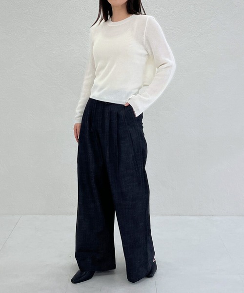 31 Sons de mode(トランテアン ソン ドゥ モード)の「一部店舗限定 リボン付きフェミニンクルーネックニット(ニット/セーター・レディース・ホワイト/ブルー/グレー・フリ-)」の22枚目の写真