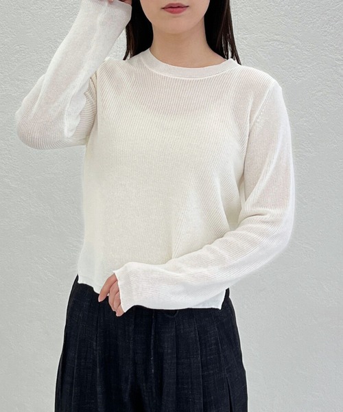 31 Sons de mode(トランテアン ソン ドゥ モード)の「一部店舗限定 リボン付きフェミニンクルーネックニット(ニット/セーター・レディース・ホワイト/ブルー/グレー・フリ-)」の11枚目の写真