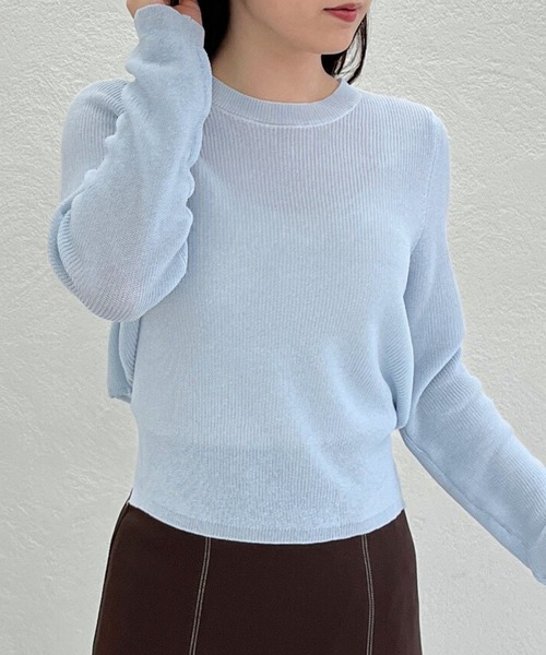 31 Sons de mode(トランテアン ソン ドゥ モード)の「一部店舗限定 リボン付きフェミニンクルーネックニット(ニット/セーター・レディース・ホワイト/ブルー/グレー・フリ-)」の8枚目の写真