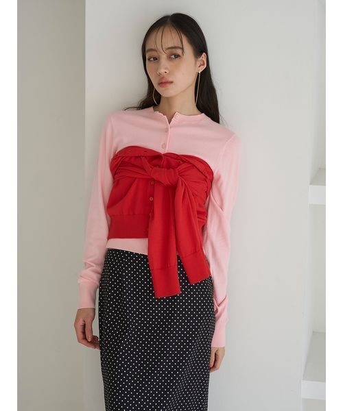 SNIDEL(スナイデル)の「ニットレイヤードプルオーバー(カーディガン/ボレロ・レディース・ネイビー/グリーン/レッド・F)」の20枚目の写真