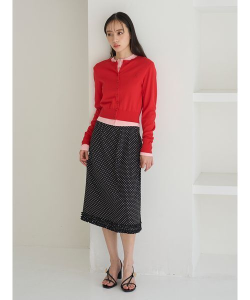 SNIDEL(スナイデル)の「ニットレイヤードプルオーバー(カーディガン/ボレロ・レディース・ネイビー/グリーン/レッド・F)」の5枚目の写真