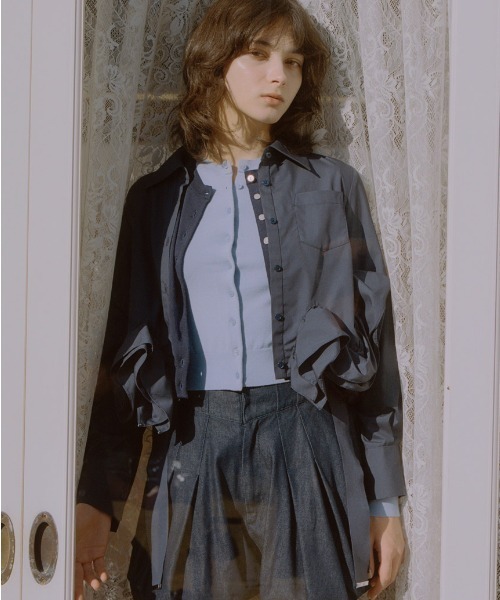 SNIDEL(スナイデル)の「ニットレイヤードプルオーバー(カーディガン/ボレロ・レディース・ネイビー/グリーン/レッド・F)」の10枚目の写真