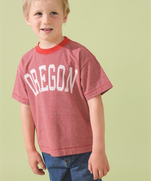 こども ビームス(コドモビームス)の「【別注】athletic wear MASON / ボーダー Tシャツ 2026SS(100~140cm)ボーダーT ロゴT ドロップショルダー ゆったり目(Tシャツ/カットソー・キッズ・ダークブラウン/イエロー/レッド・160/130/150/140/120/110/100)」の3枚目の写真