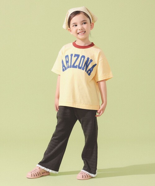 こども ビームス(コドモビームス)の「【別注】athletic wear MASON / ボーダー Tシャツ 2026SS(100~140cm)ボーダーT ロゴT ドロップショルダー ゆったり目(Tシャツ/カットソー・キッズ・ダークブラウン/イエロー/レッド・160/130/150/140/120/110/100)」の2枚目の写真
