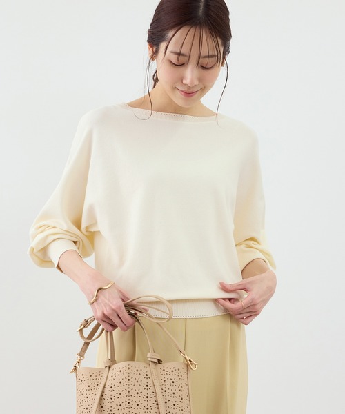ROPE' PICNIC(ロペピクニック)の「ラメ混アイレットドルマンニット(ニット/セーター・レディース・ライトグレー/ブルー/ベージュ/キナリ・FREE)」の12枚目の写真