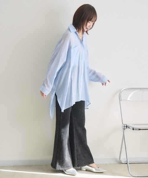 RU.TI.LE(ルチル)の「【RU.TI.LE】ダメージ裏毛フレアパンツ(スウェットパンツ・レディース・ライトグレー/チャコールグレー・MEDIUM)」の18枚目の写真