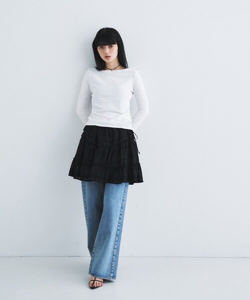 CODE A（コードエー）の「backline elastic pullover（Tシャツ/カットソー・レディース・グレー/ベビーピンク/ホワイト/スミクロ・00）」の13枚目の写真