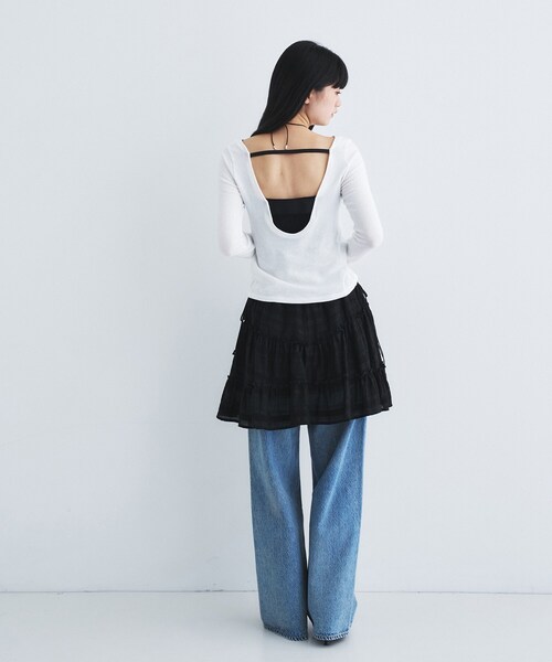 CODE A（コードエー）の「backline elastic pullover（Tシャツ/カットソー・レディース・グレー/ベビーピンク/ホワイト/スミクロ・00）」の14枚目の写真