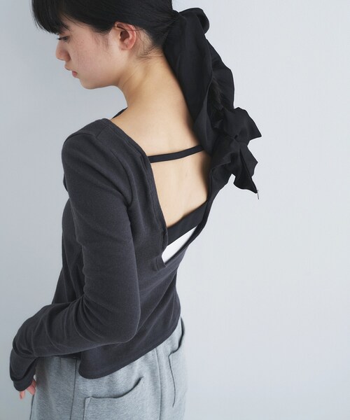 CODE A（コードエー）の「backline elastic pullover（Tシャツ/カットソー・レディース・グレー/ベビーピンク/ホワイト/スミクロ・00）」の15枚目の写真