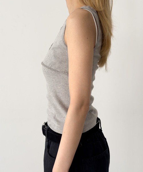 CANAL JEAN(キャナルジーン)の「El mar レーストリムヘンリータンクトップ(タンクトップ・レディース・アイボリー/グレー・ONE SIZE)」の11枚目の写真
