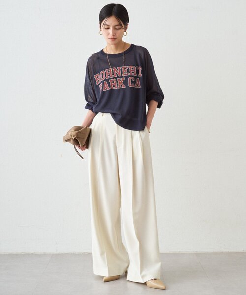 LOUNGEDRESS(ラウンジドレス)の「《オンオフ活躍/腰回りカバー》NEW2タックワイドパンツ(その他パンツ・レディース・ブラック/アイボリー/ピンク/ベージュ・MEDIUM/SMALL)」の8枚目の写真