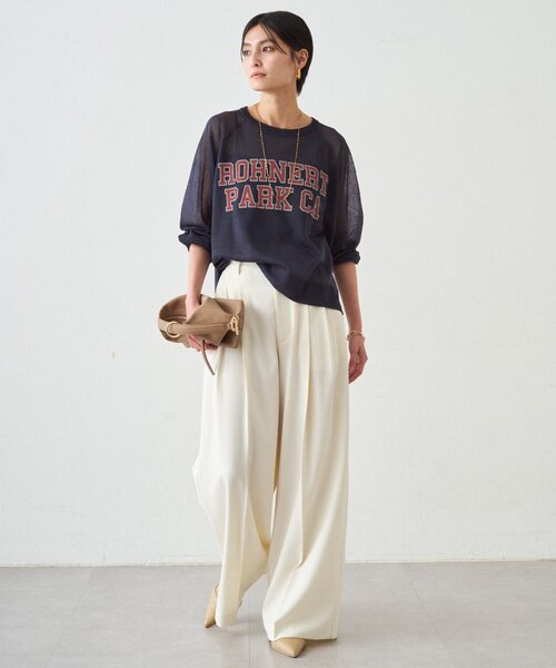 LOUNGEDRESS(ラウンジドレス)の「《オンオフ活躍/腰回りカバー》NEW2タックワイドパンツ(その他パンツ・レディース・ブラック/アイボリー/ピンク/ベージュ・MEDIUM/SMALL)」の7枚目の写真