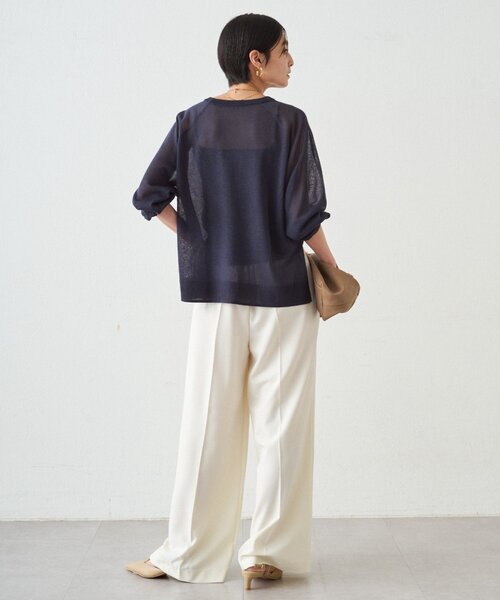 LOUNGEDRESS(ラウンジドレス)の「《オンオフ活躍/腰回りカバー》NEW2タックワイドパンツ(その他パンツ・レディース・ブラック/アイボリー/ピンク/ベージュ・MEDIUM/SMALL)」の5枚目の写真