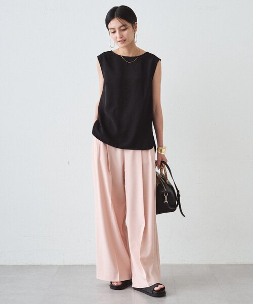 LOUNGEDRESS(ラウンジドレス)の「《オンオフ活躍/腰回りカバー》NEW2タックワイドパンツ(その他パンツ・レディース・ブラック/アイボリー/ピンク/ベージュ・MEDIUM/SMALL)」の11枚目の写真