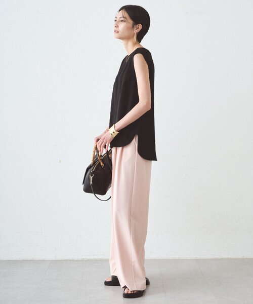 LOUNGEDRESS(ラウンジドレス)の「《オンオフ活躍/腰回りカバー》NEW2タックワイドパンツ(その他パンツ・レディース・ブラック/アイボリー/ピンク/ベージュ・MEDIUM/SMALL)」の12枚目の写真