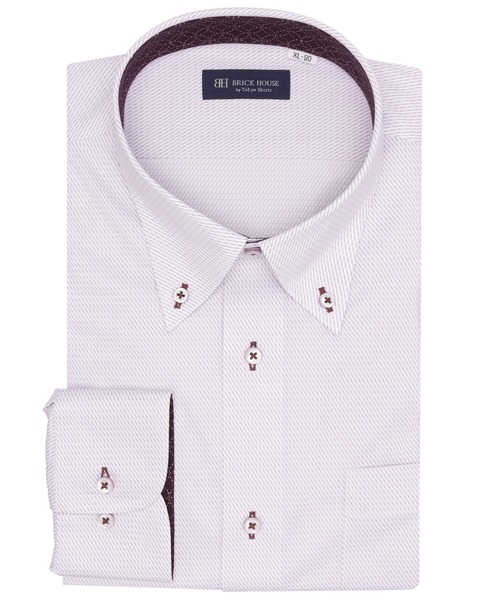 TOKYO SHIRTS(トウキョウシャツ)の「形態安定ノンアイロン ボタンダウン 長袖ストレッチビジネスワイシャツ(大きいサイズ・長いサイズ)(ビジネスシャツ・メンズ・パープル・首回り41cm-裄丈90cm/首回り42cm-裄丈90cm/首回り43cm-裄丈90cm/首回り45cm-裄丈86cm/首回り47cm-裄丈86cm)」の1枚目の写真