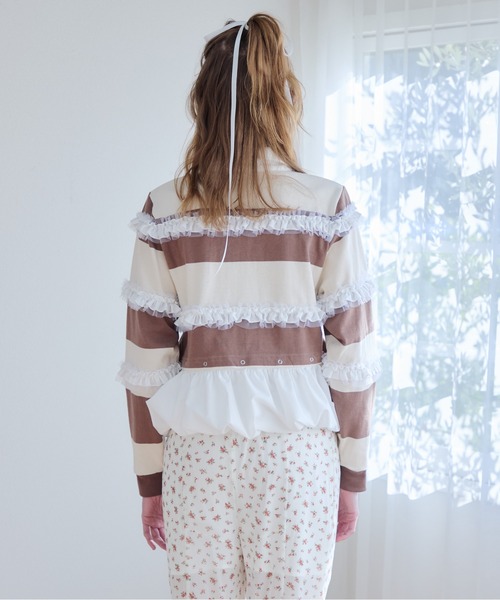 etre loin（エトルワン）の「Balloon hem rugby shirt（Tシャツ/カットソー・レディース・ブラック/モカ/グレー・M）」の8枚目の写真