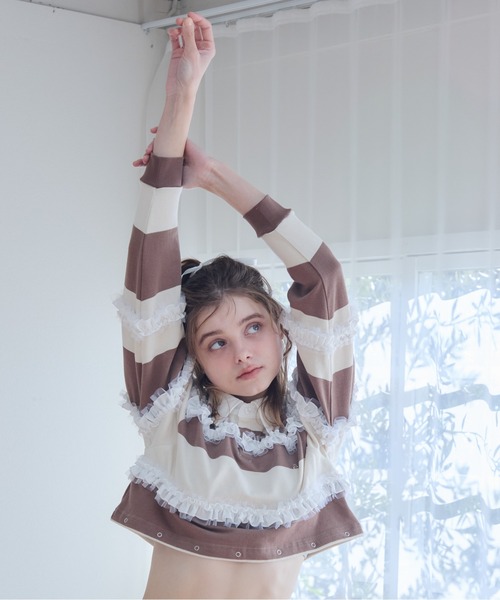 etre loin（エトルワン）の「Balloon hem rugby shirt（Tシャツ/カットソー・レディース・ブラック/モカ/グレー・M）」の20枚目の写真