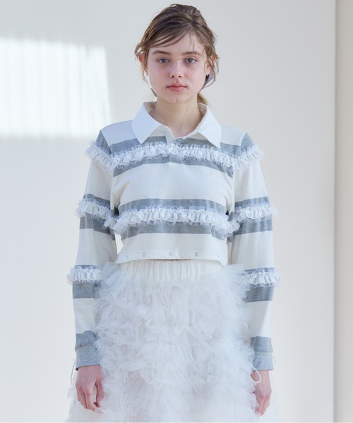 etre loin（エトルワン）の「Balloon hem rugby shirt（Tシャツ/カットソー・レディース・ブラック/モカ/グレー・M）」の15枚目の写真