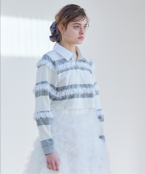 etre loin（エトルワン）の「Balloon hem rugby shirt（Tシャツ/カットソー・レディース・ブラック/モカ/グレー・M）」の18枚目の写真