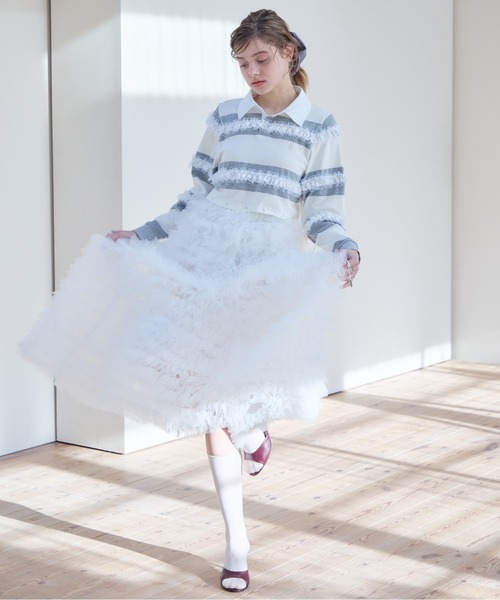 etre loin（エトルワン）の「Balloon hem rugby shirt（Tシャツ/カットソー・レディース・ブラック/モカ/グレー・M）」の10枚目の写真