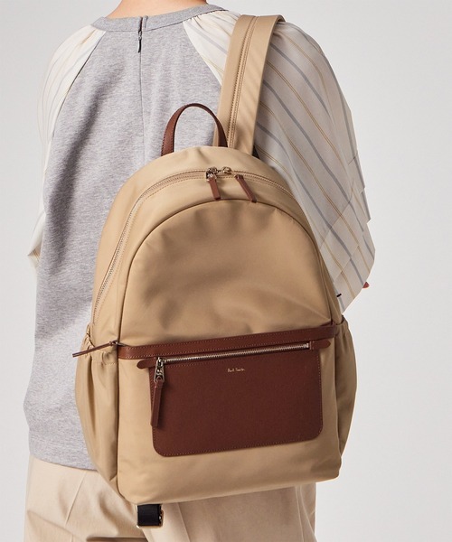 【未使用級】ポールスミス レザー リュック バックパック ベージュ マルチカラ Paul Smith｜ポールスミスのバックパック/リュック（ベージュ系）通販