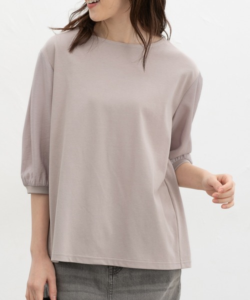 Honeys（ハニーズ）の「７分デザイン袖トップス（Tシャツ/カットソー・レディース・ネイビー/グレイッシュベージュ/ブラック/オフホワイト・L/LL/M/S）」の3枚目の写真