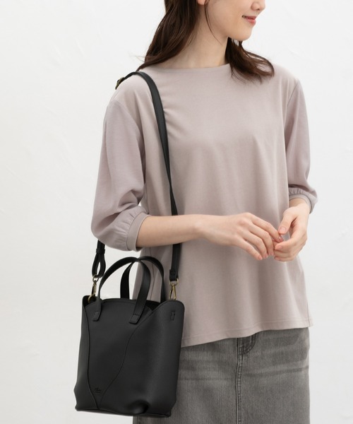 Honeys（ハニーズ）の「７分デザイン袖トップス（Tシャツ/カットソー・レディース・ネイビー/グレイッシュベージュ/ブラック/オフホワイト・L/LL/M/S）」の15枚目の写真