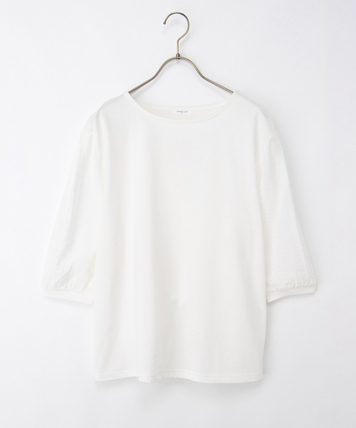 Honeys（ハニーズ）の「７分デザイン袖トップス（Tシャツ/カットソー・レディース・ネイビー/グレイッシュベージュ/ブラック/オフホワイト・L/LL/M/S）」の17枚目の写真