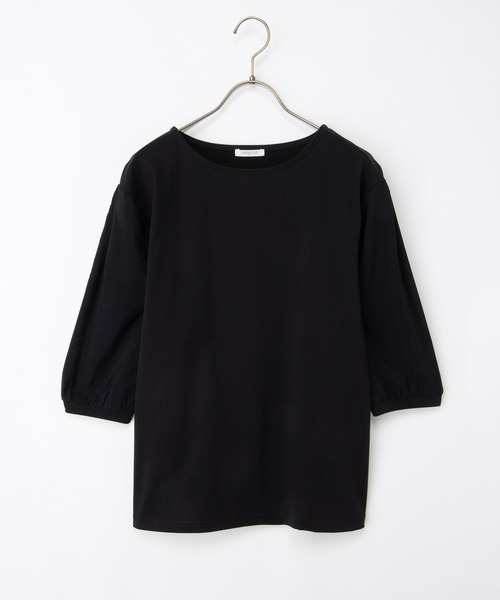 Honeys（ハニーズ）の「７分デザイン袖トップス（Tシャツ/カットソー・レディース・ネイビー/グレイッシュベージュ/ブラック/オフホワイト・L/LL/M/S）」の19枚目の写真