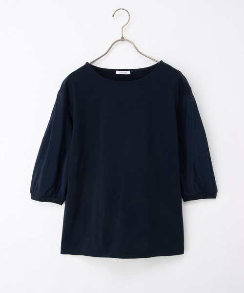 Honeys（ハニーズ）の「７分デザイン袖トップス（Tシャツ/カットソー・レディース・ネイビー/グレイッシュベージュ/ブラック/オフホワイト・L/LL/M/S）」の21枚目の写真
